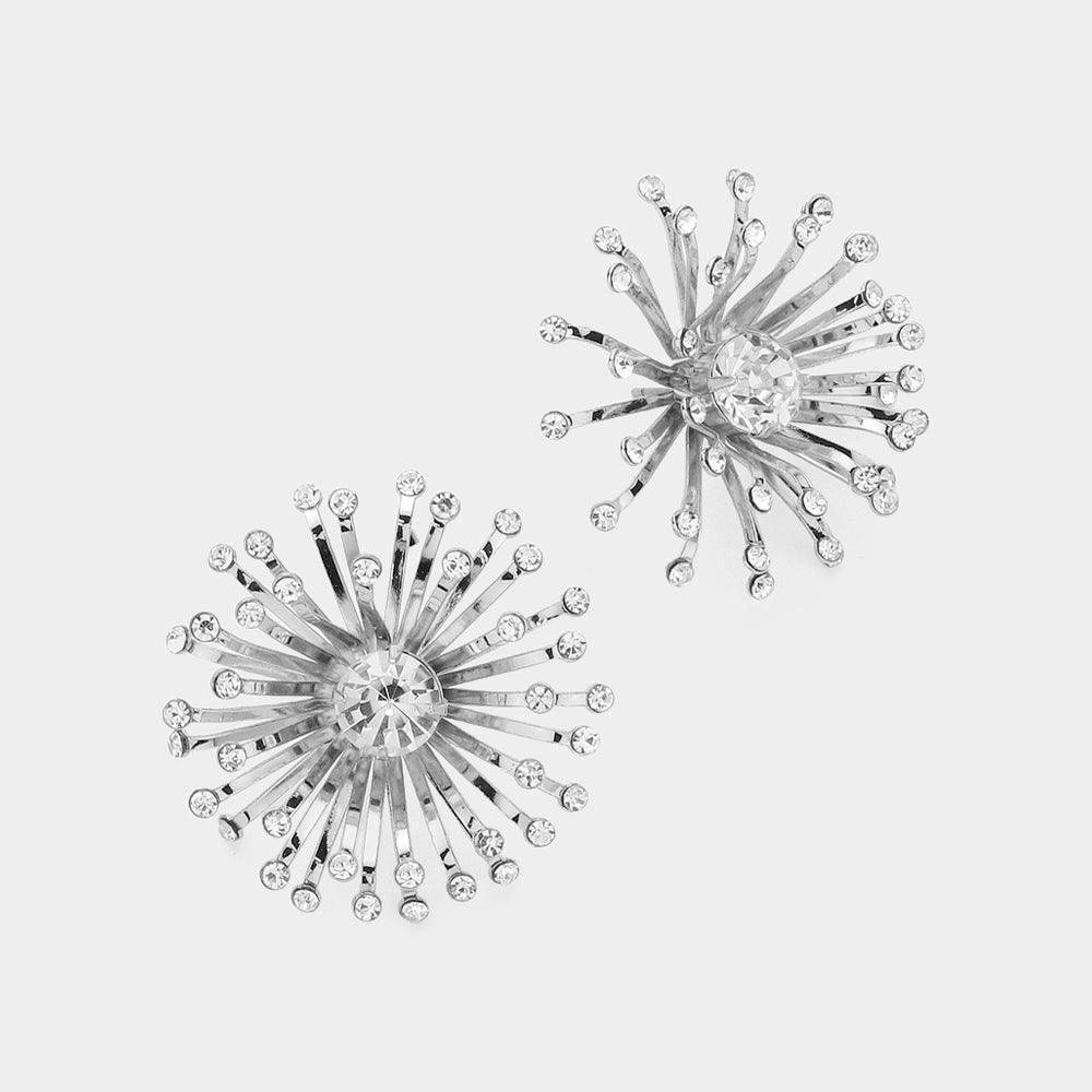 Clear Stone Pointed Starburst Earrings