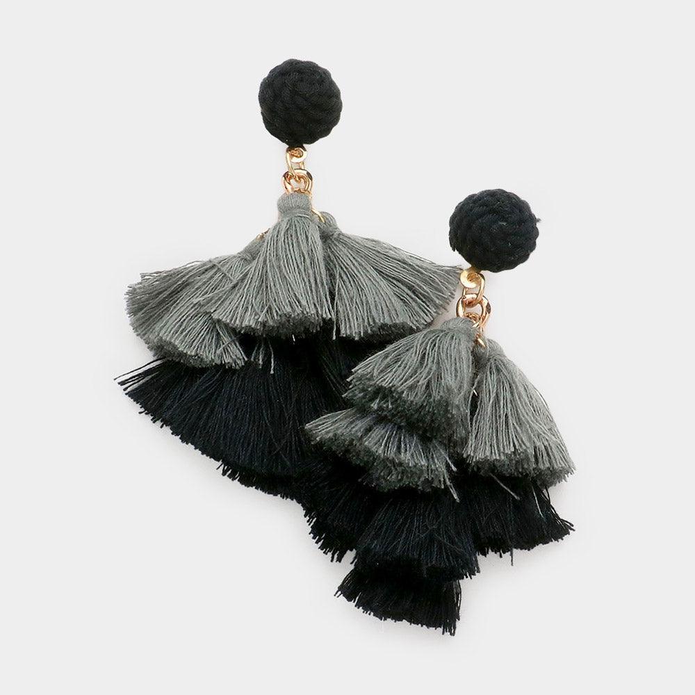 Gray Tassel Cluster Vine Dangle Earrings - Jewelry Store by Erik Rayo