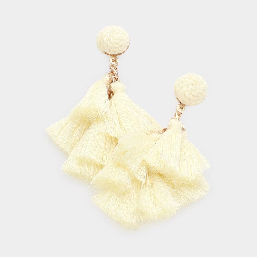 White Tassel Cluster Vine Dangle Earrings - Jewelry Store by Erik Rayo