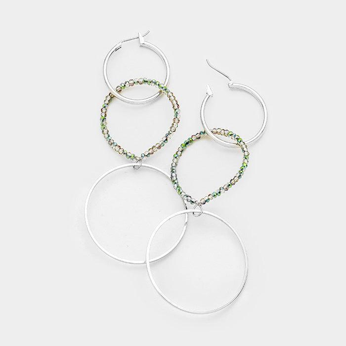 Beaded Metal Hoop Link Pin Catch Earring - Jewelry Store by Erik Rayo
