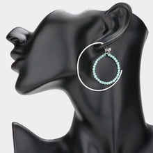 Load image into Gallery viewer, Mint Beaded Hoop Half Metal Hoop Earrings
