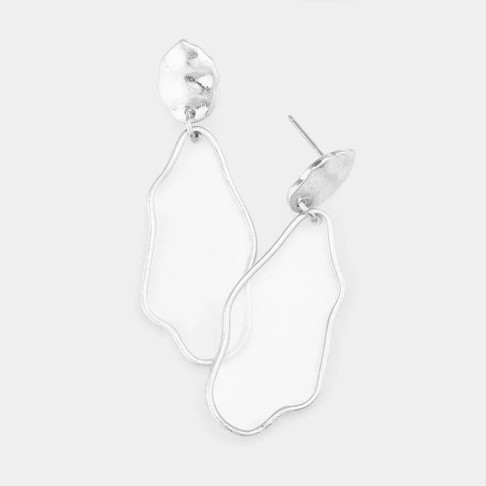 Clear Lucite Abstract Metal Trim Earrings - Jewelry Store by Erik Rayo