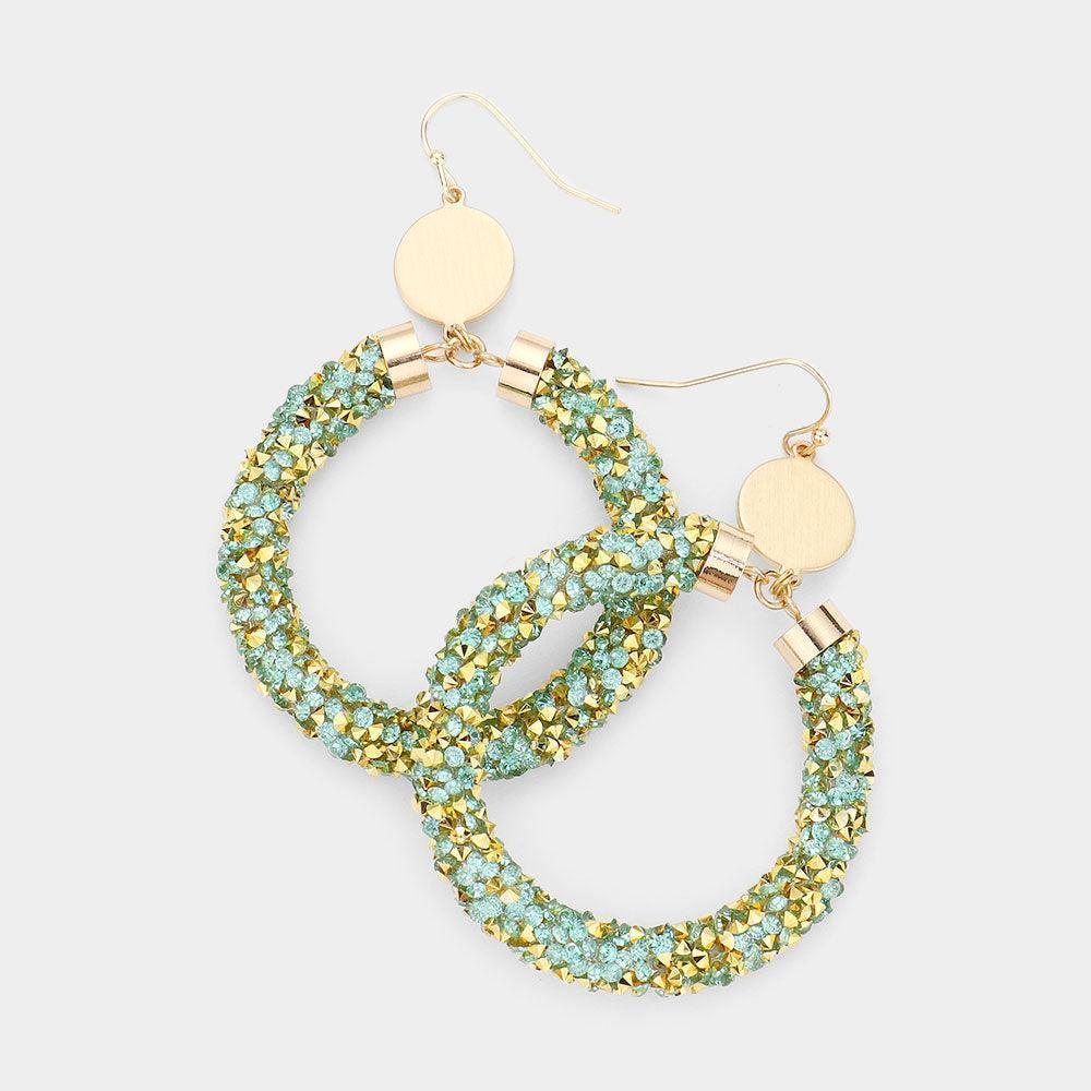 Stone Cluster Open Circle Dangle Earrings - Jewelry Store by Erik Rayo