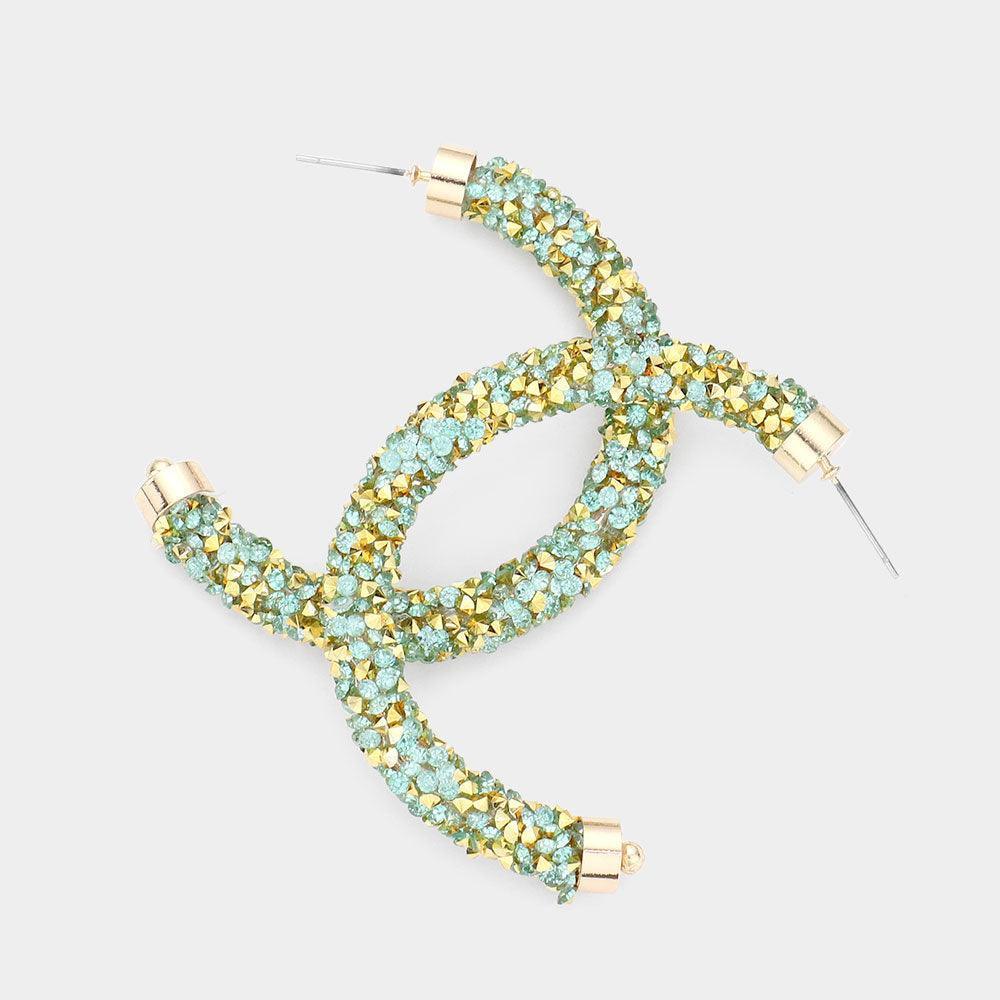 Stone Cluster Half Hoop Earrings - Jewelry Store by Erik Rayo