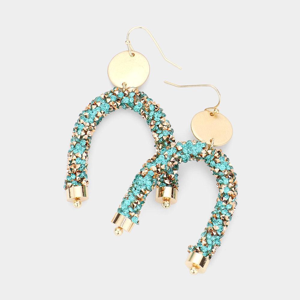 Turquoise Stone Cluster Arch Dangle Earrings - Jewelry Store by Erik Rayo