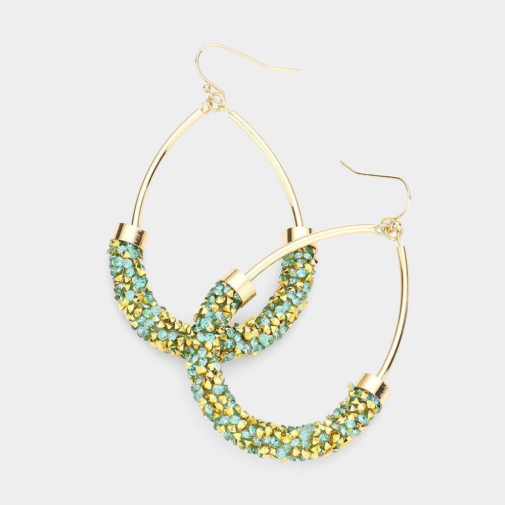 Stone Cluster Open Teardrop Dangle Earrings - Jewelry Store by Erik Rayo