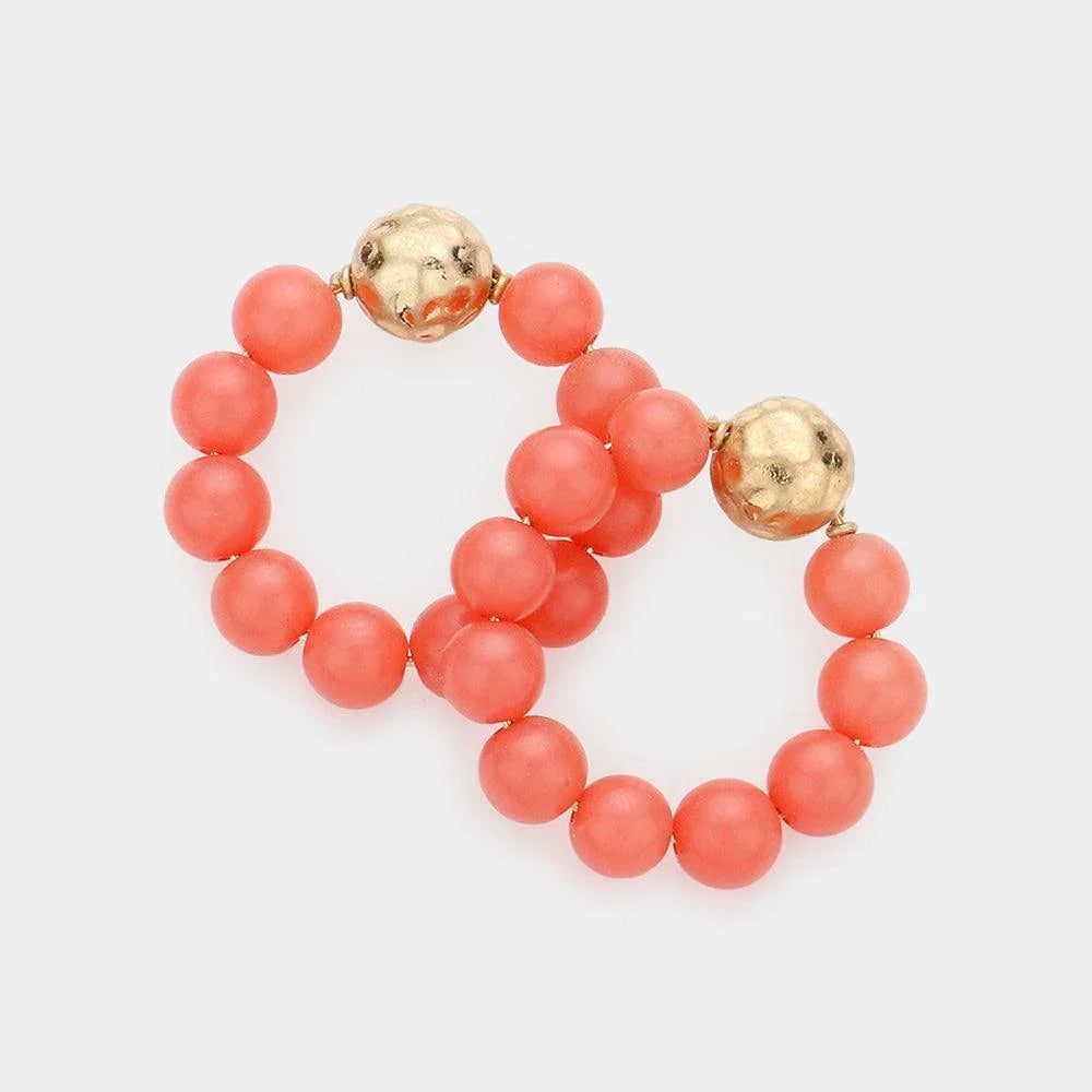Gold Semi Precious Stone Open Circle Earrings - Jewelry Store by Erik Rayo