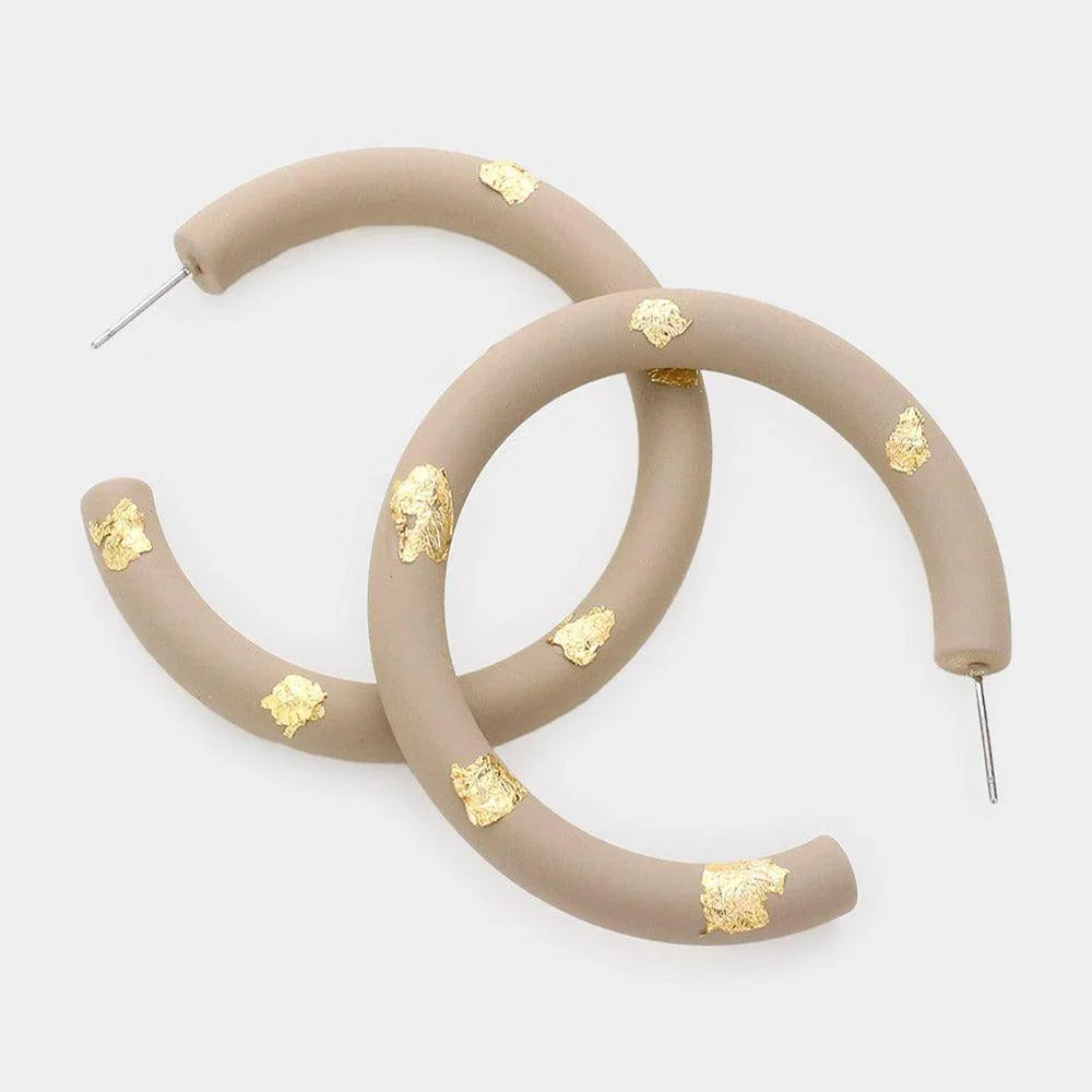 Gray Gold Painted Hoop Earrings - Jewelry Store by Erik Rayo