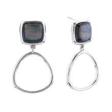 Load image into Gallery viewer, Silver White Gold Dipped Dangle Hoop Button Earrings
