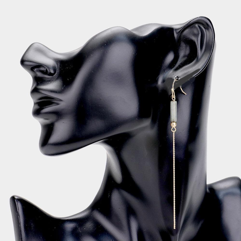 Gray Natural Stone Drop Earrings - Jewelry Store by Erik Rayo