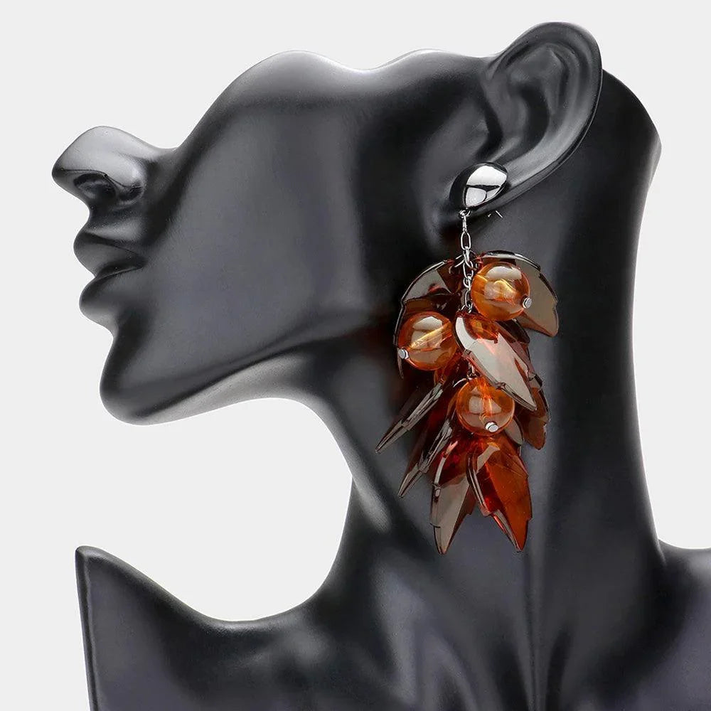 Brown Resin Ball Leaf Drop Earrings - Jewelry Store by Erik Rayo