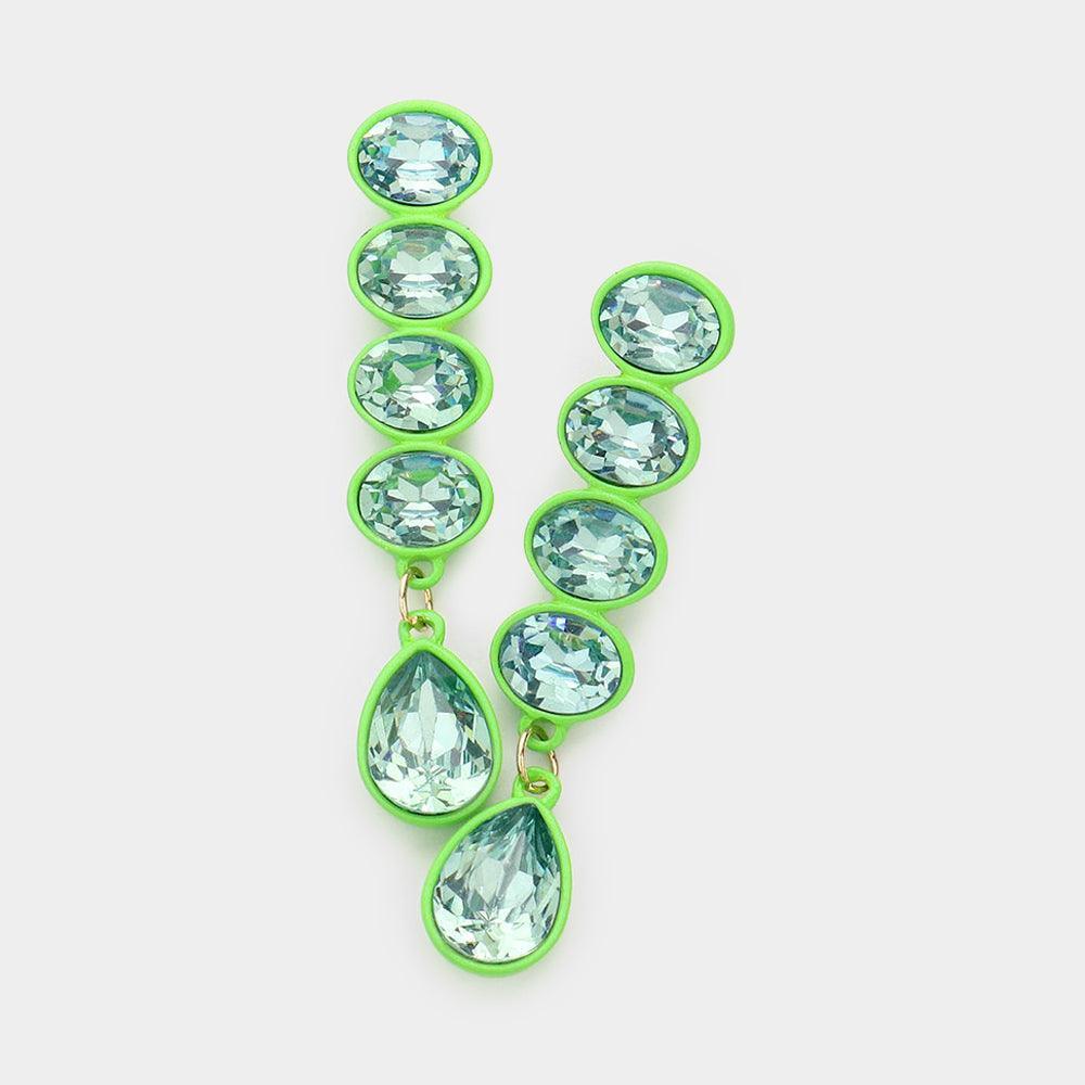 Blue Oval Teardrop Crystal Drop Earrings - Jewelry Store by Erik Rayo