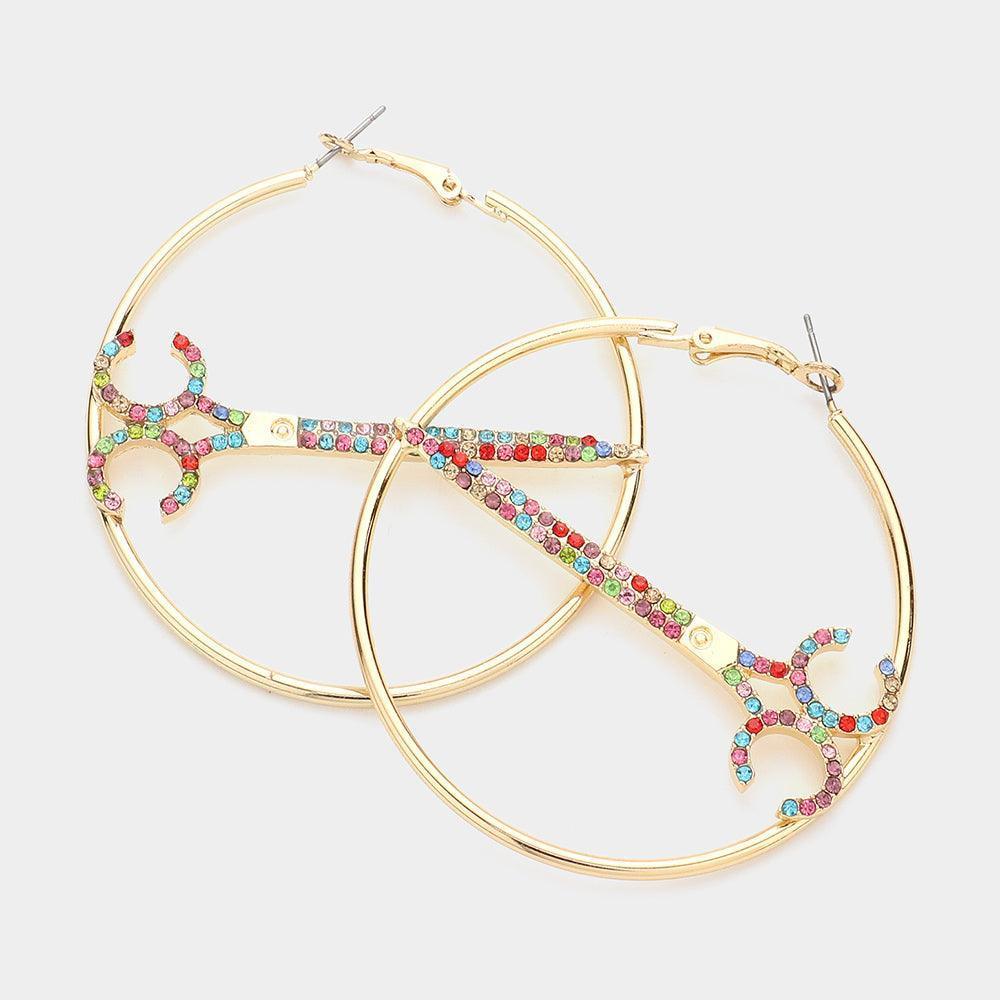 Scissor Centered Hoop Earrings - Jewelry Store by Erik Rayo