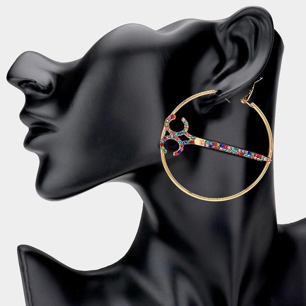 Scissor Centered Hoop Earrings - Jewelry Store by Erik Rayo