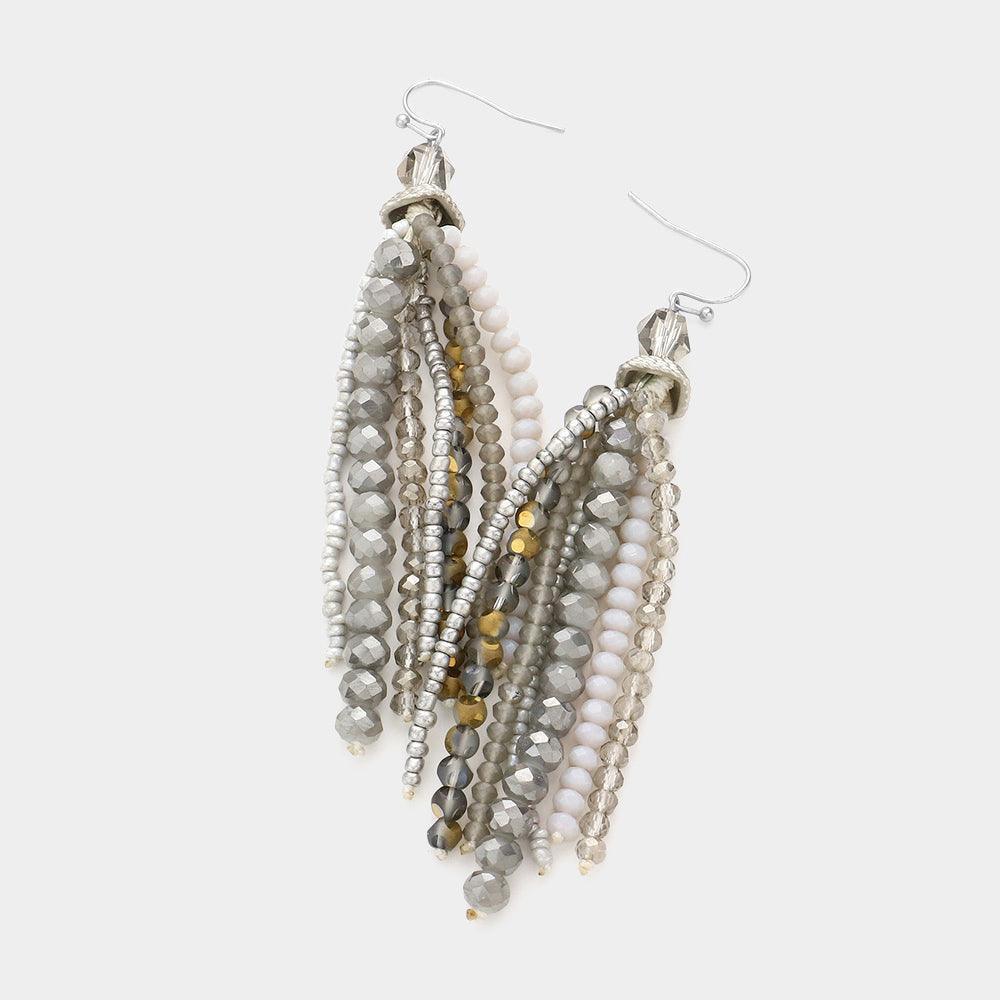 Faceted Bead Tassel Dangle Earrings - Jewelry Store by Erik Rayo