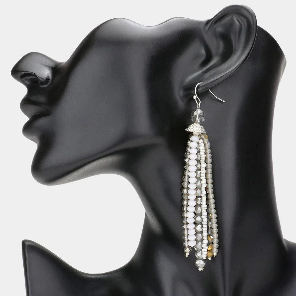 Faceted Bead Tassel Dangle Earrings - Jewelry Store by Erik Rayo