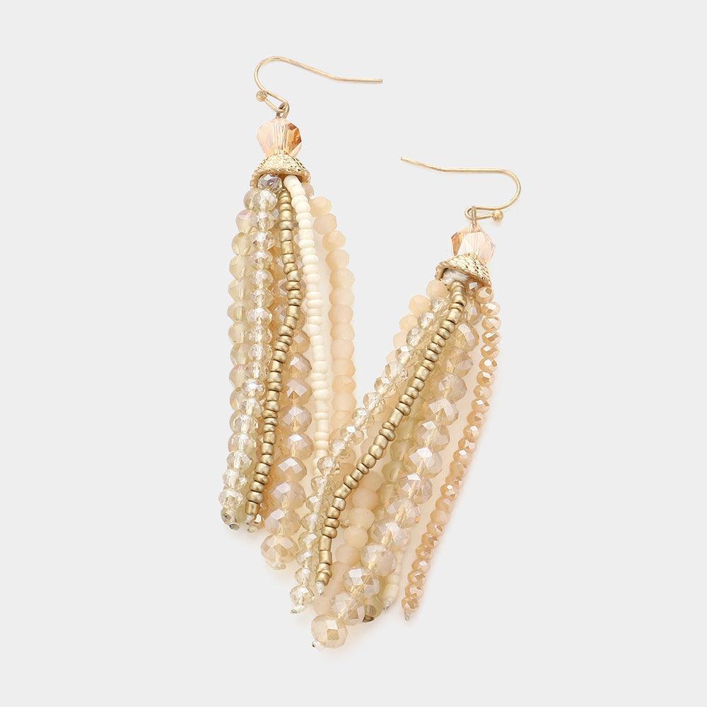 Faceted Bead Tassel Dangle Earrings - Jewelry Store by Erik Rayo