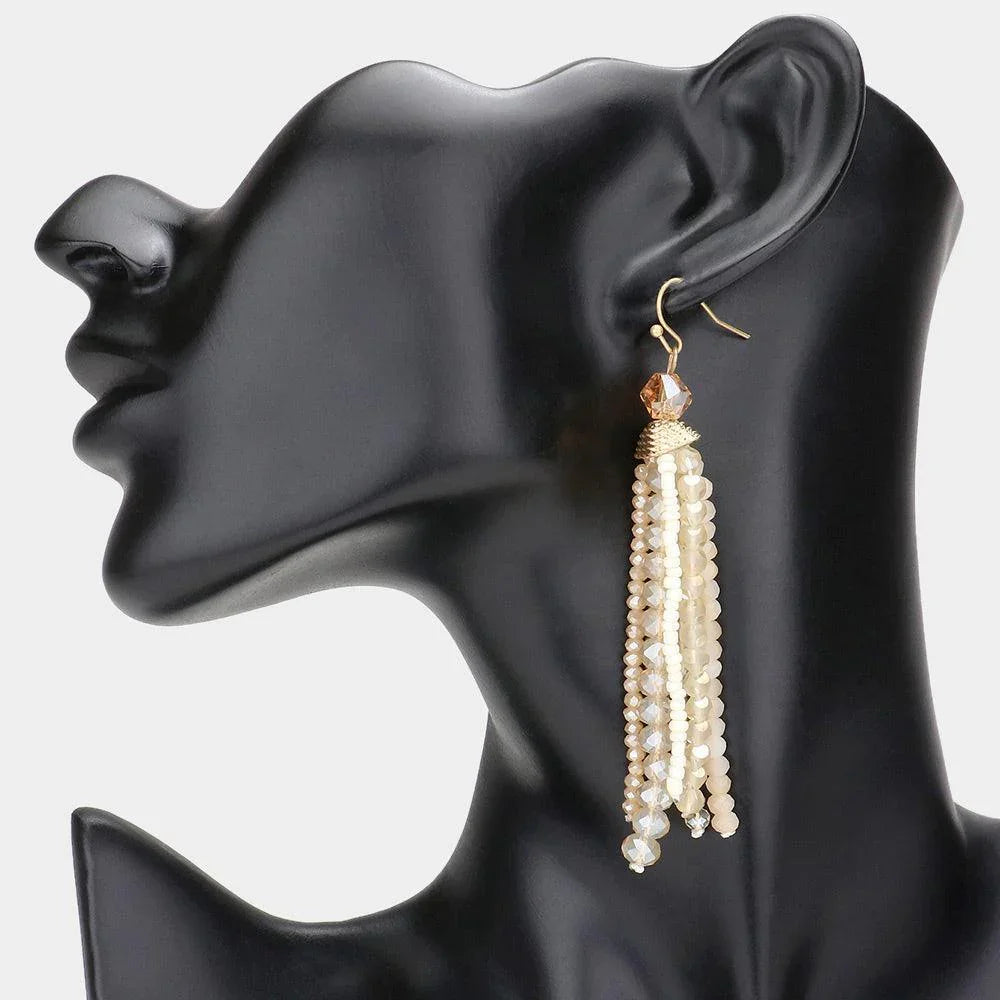 Faceted Bead Tassel Dangle Earrings - Jewelry Store by Erik Rayo