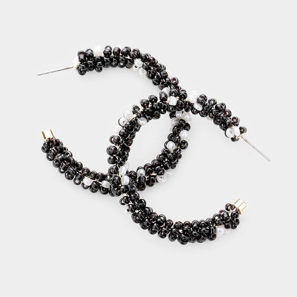 Black Bubble Bead Hoop Earrings - Jewelry Store by Erik Rayo