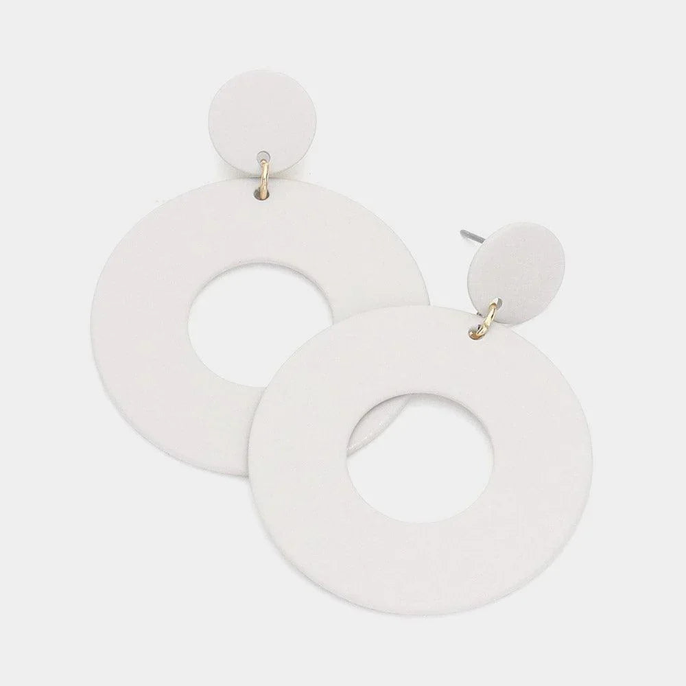 Gray Colored Open Metal Circle Dangle Earrings - Jewelry Store by Erik Rayo