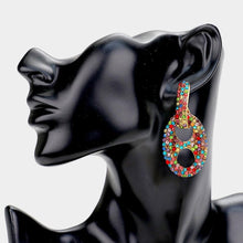 Load image into Gallery viewer, Gold Rhinestone Embellished Abstract Oval Dangle Earrings
