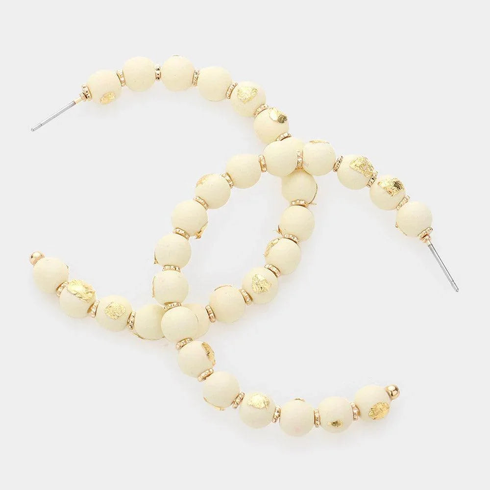 Gold Painted Beaded Hoop Earrings - Jewelry Store by Erik Rayo
