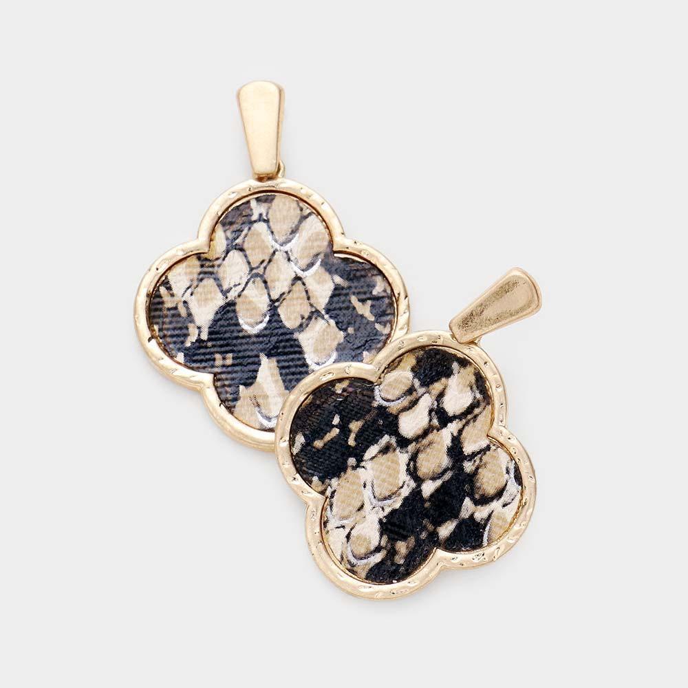 Gold Snake Skin Faux Leather Clover Earrings - Jewelry Store by Erik Rayo