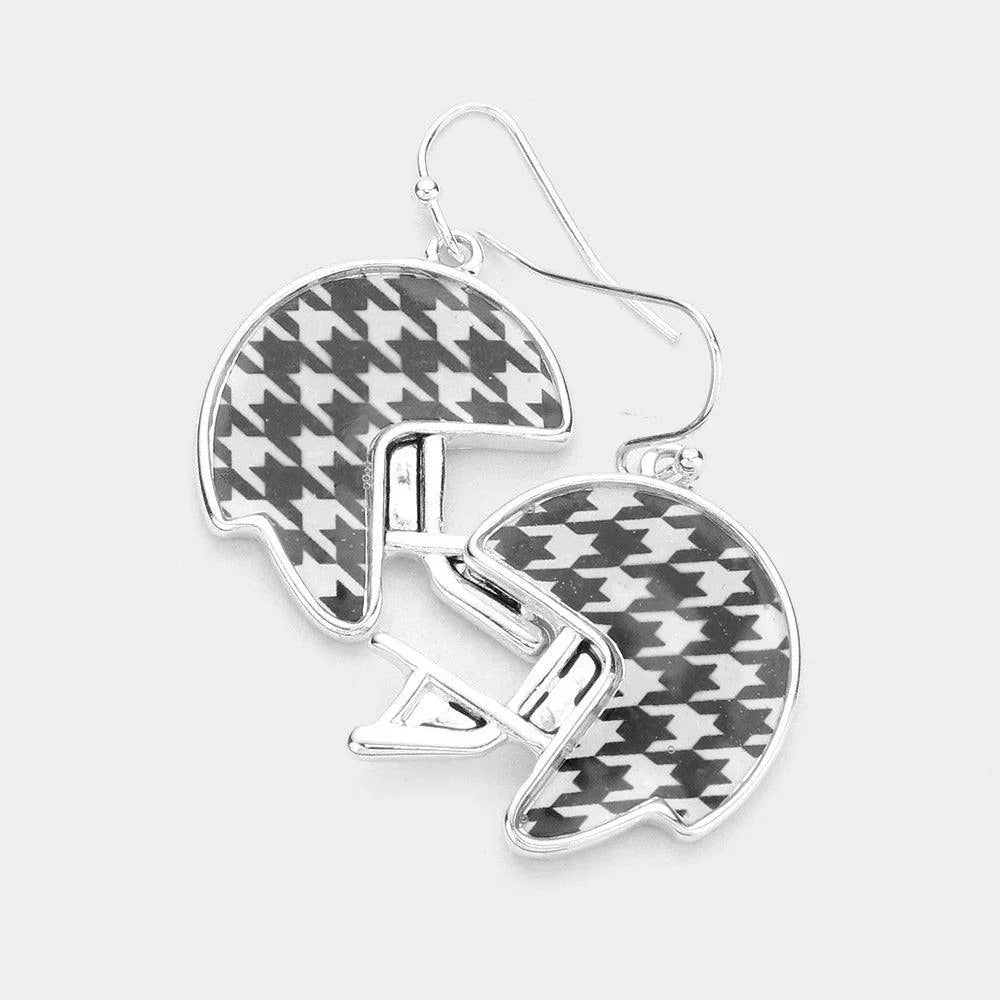 Silver Houndstooth Helmet Dangle Earrings - Jewelry Store by Erik Rayo