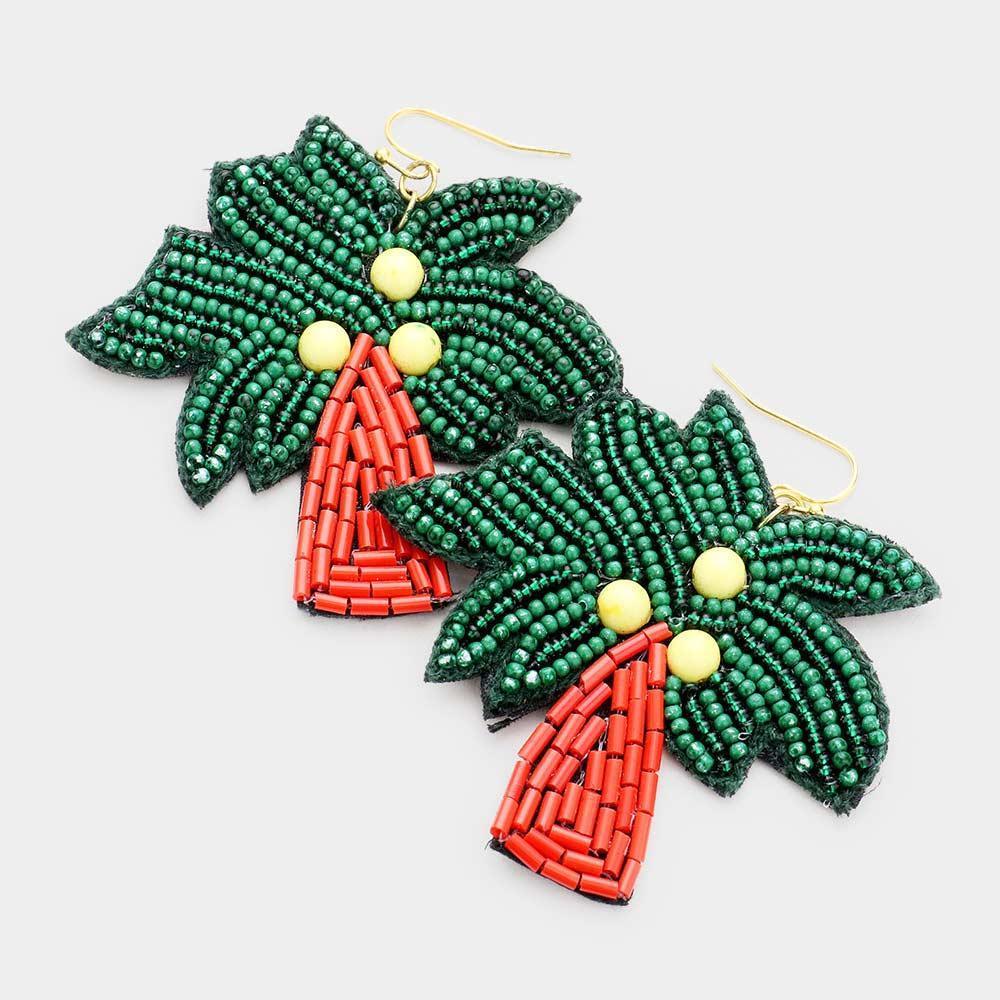 Gold Multi Bead Palm Tree Earrings - Jewelry Store by Erik Rayo