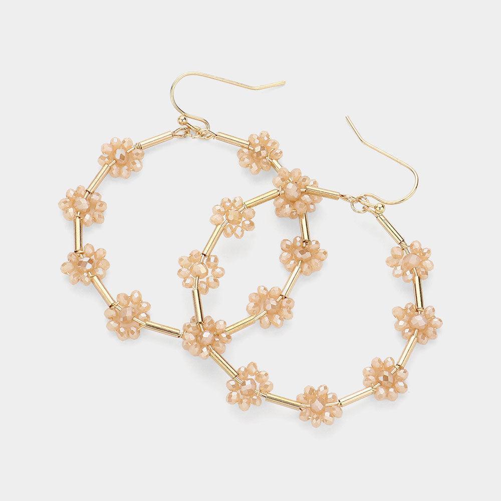 Flower Faceted Beaded Open Round Dangle Earrings - Jewelry Store by Erik Rayo