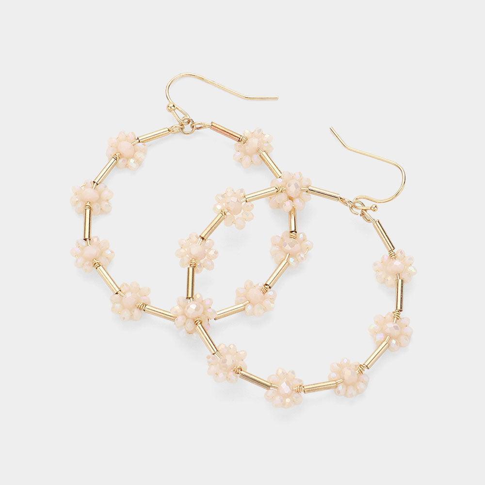 Flower Faceted Beaded Open Round Dangle Earrings - Jewelry Store by Erik Rayo