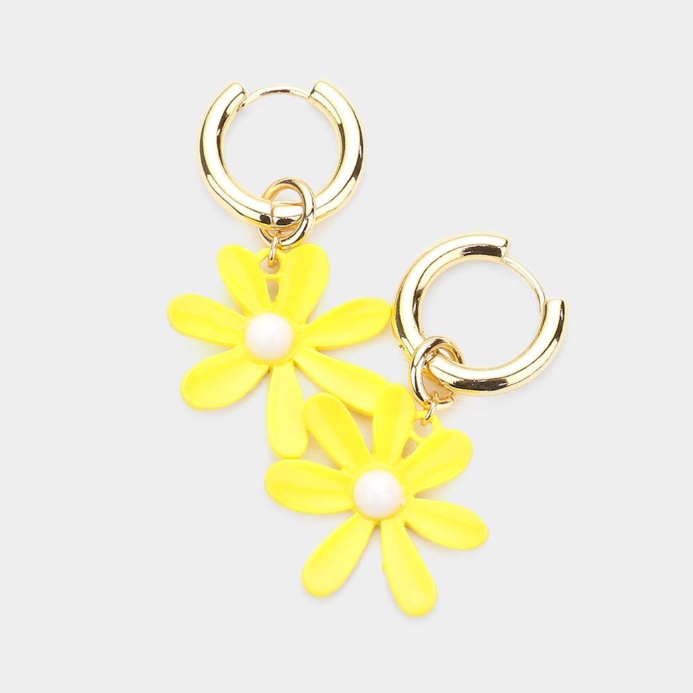 Yellow Flower Dangle Earrings