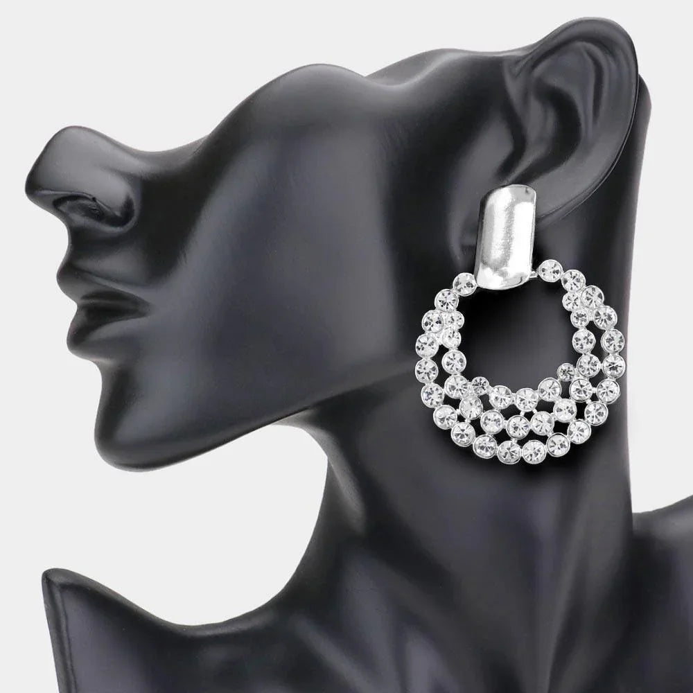 Rhinestone Cluster Open Circle Earrings - Jewelry Store by Erik Rayo