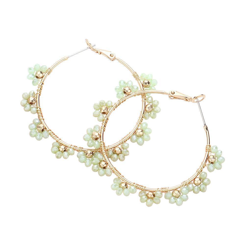 Flower Faceted Beaded Hoop Earrings - Jewelry Store by Erik Rayo
