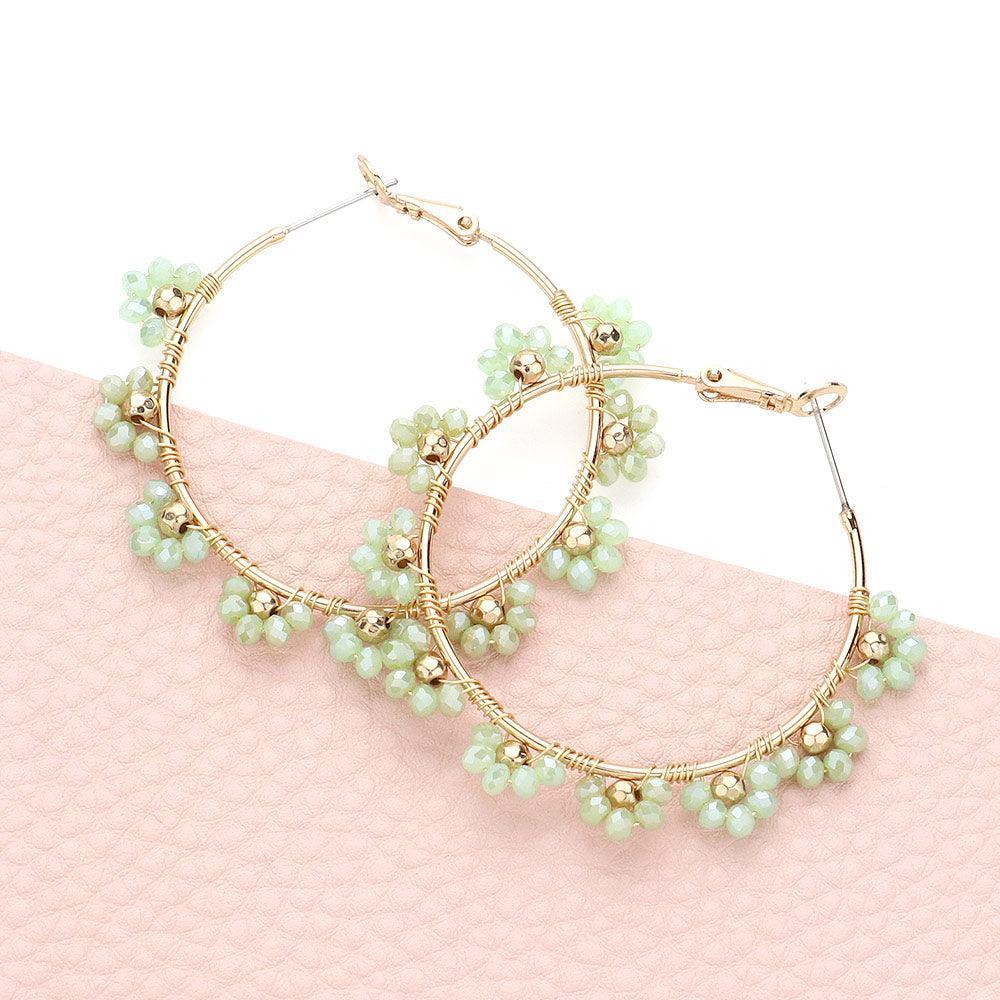 Flower Faceted Beaded Hoop Earrings - Jewelry Store by Erik Rayo
