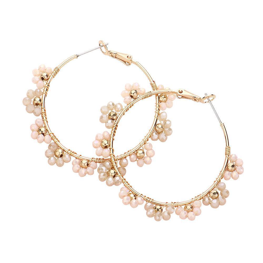 Flower Faceted Beaded Hoop Earrings - Jewelry Store by Erik Rayo