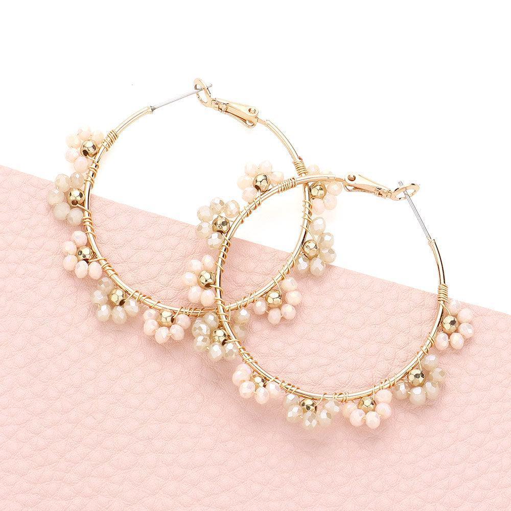 Flower Faceted Beaded Hoop Earrings - Jewelry Store by Erik Rayo
