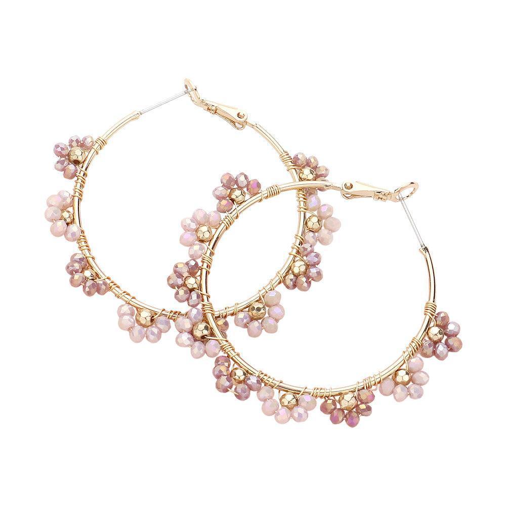 Flower Faceted Beaded Hoop Earrings - Jewelry Store by Erik Rayo