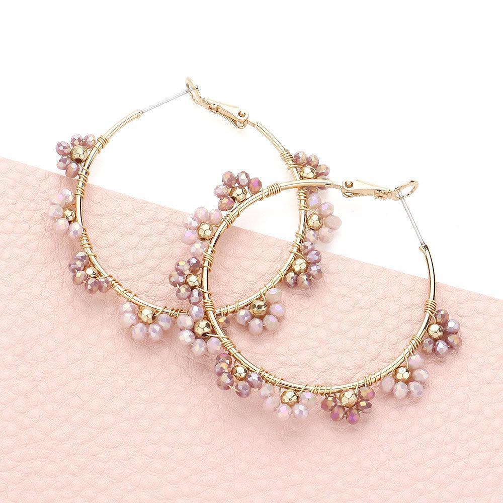 Flower Faceted Beaded Hoop Earrings - Jewelry Store by Erik Rayo