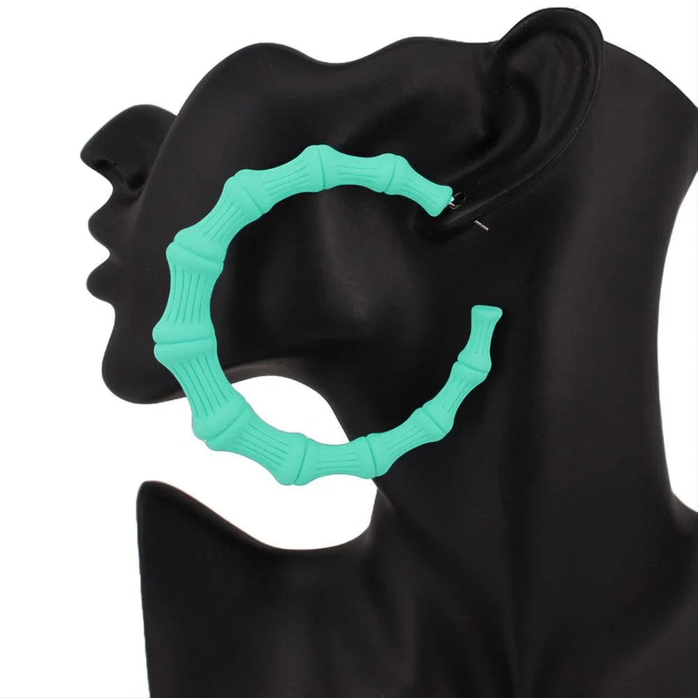 Mint Colored Bamboo Hoop Earrings - Jewelry Store by Erik Rayo