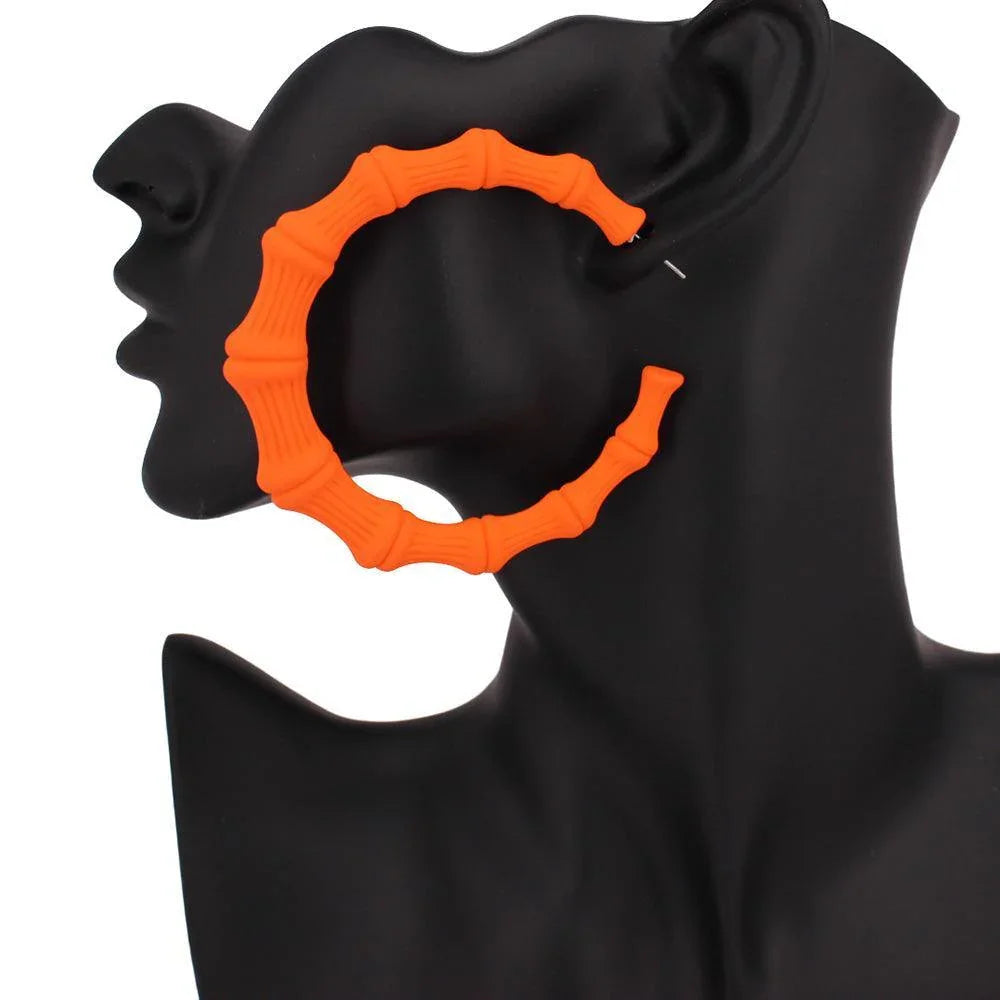Orange Colored Bamboo Hoop Earrings - Jewelry Store by Erik Rayo