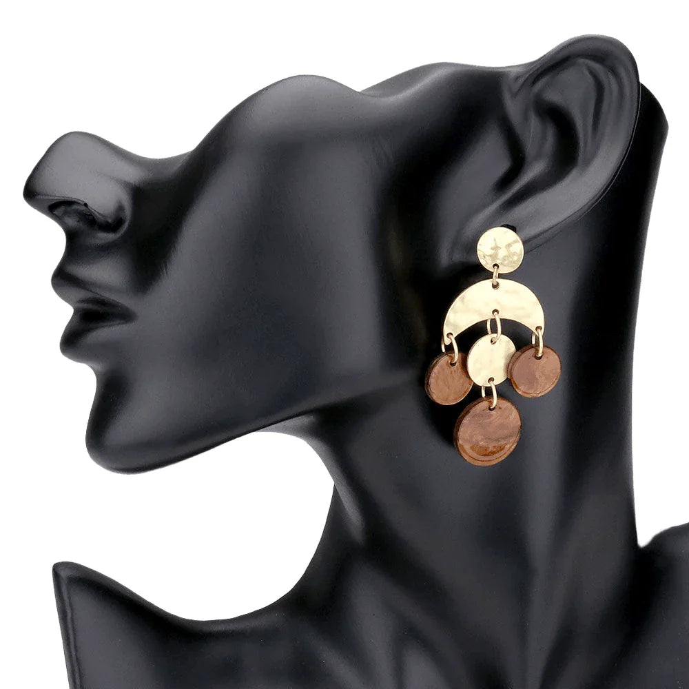 Abstract Hammered Metal Celluloid Acetate Link Dangle Earrings - Jewelry Store by Erik Rayo