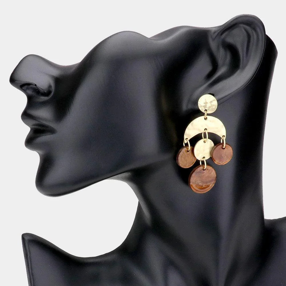 Abstract Hammered Metal Celluloid Acetate Link Dangle Earrings - Jewelry Store by Erik Rayo