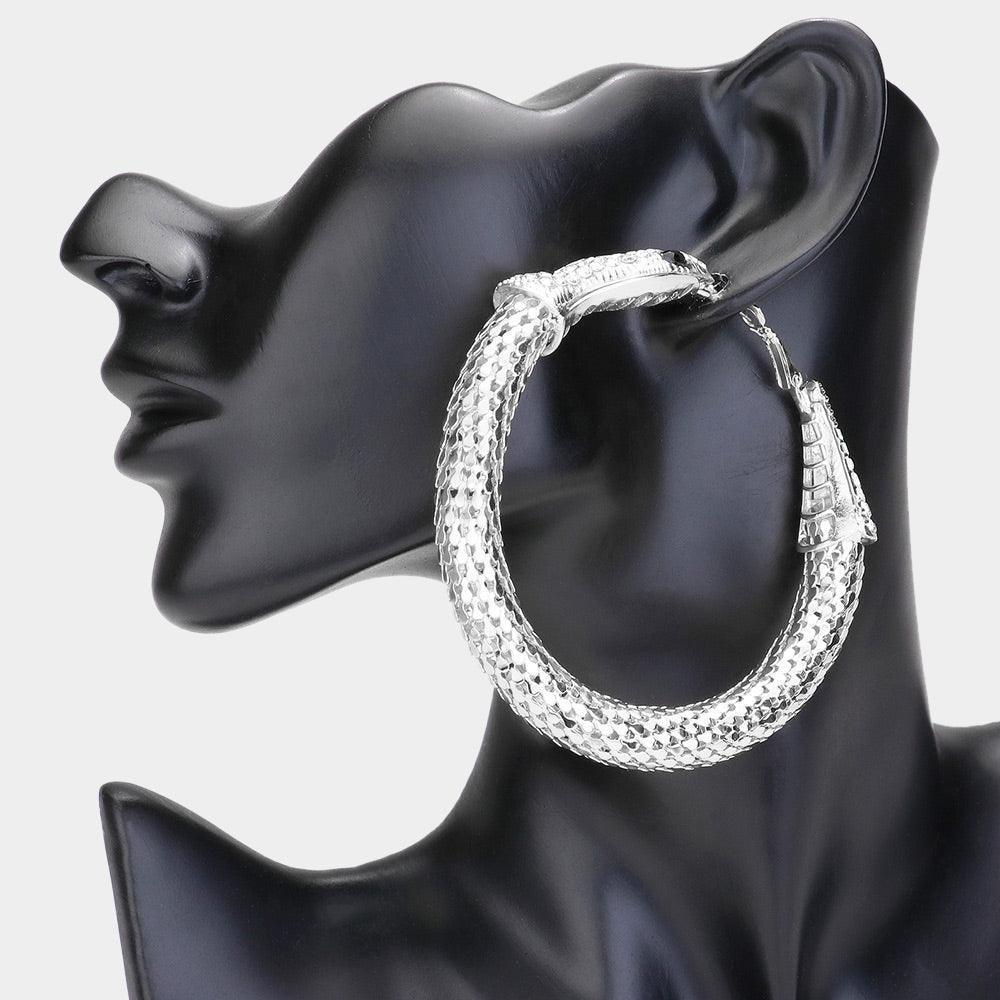 Stone Paved Snake Hoop Earrings - Jewelry Store by Erik Rayo