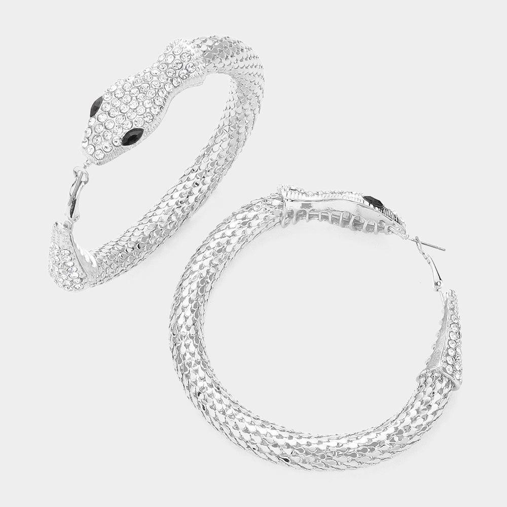 Stone Paved Snake Hoop Earrings - Jewelry Store by Erik Rayo