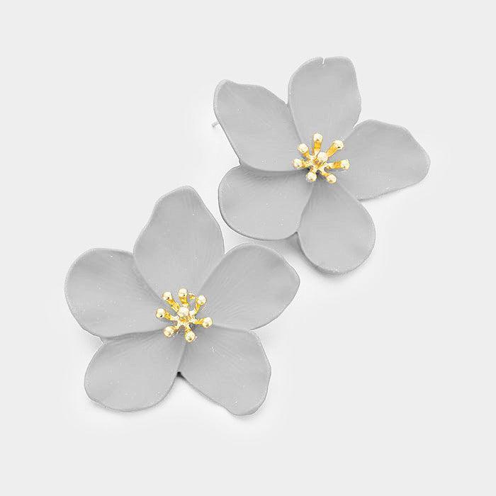 Gray Bloom Flower Earrings - Jewelry Store by Erik Rayo