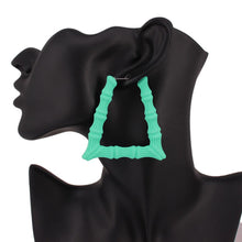 Load image into Gallery viewer, Mint Colored Bamboo Trapezoid Hoop Earrings
