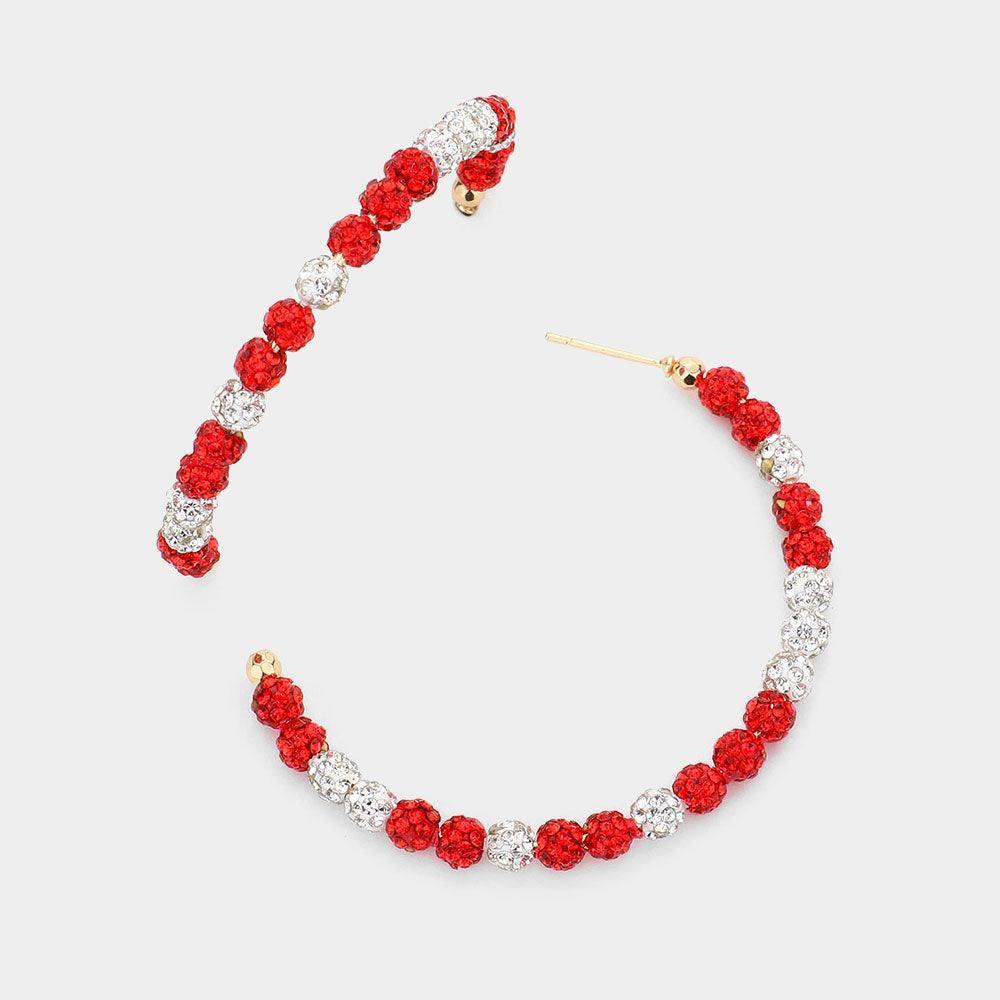 White Shamballa Ball Hoop Earrings - Jewelry Store by Erik Rayo