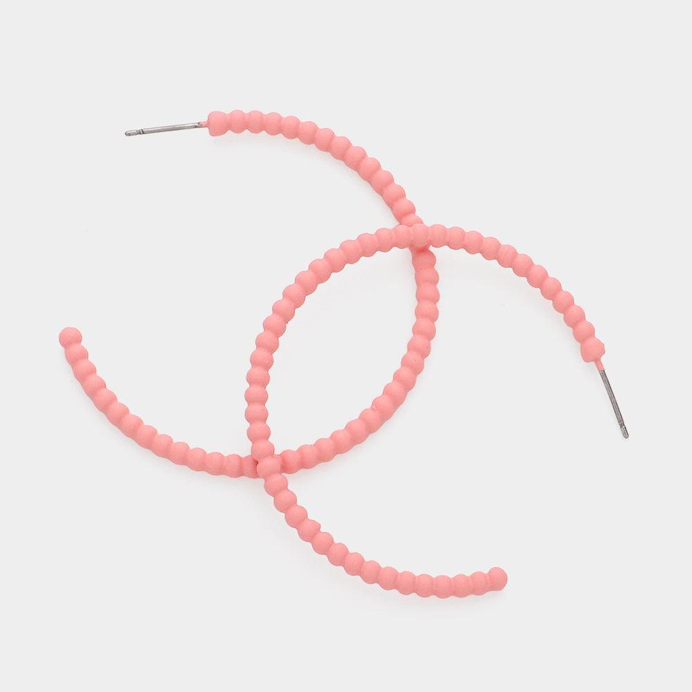 Pink Colored Bubble Hoop Earrings