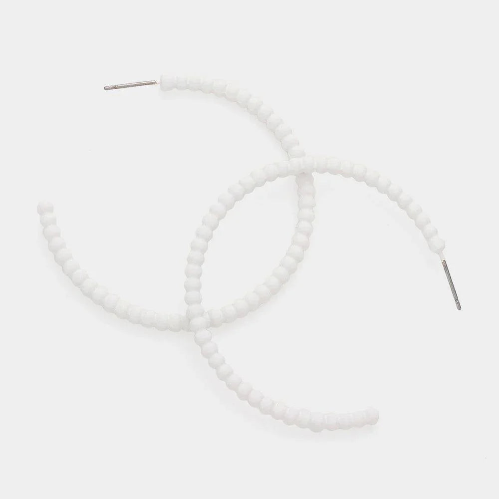 White Colored Bubble Hoop Earrings - Jewelry Store by Erik Rayo